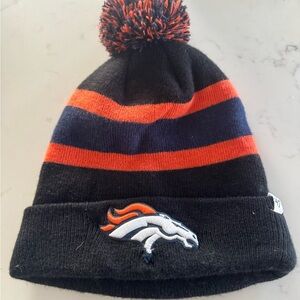 Women's Black and Orange Denver Broncos Pom Beanie